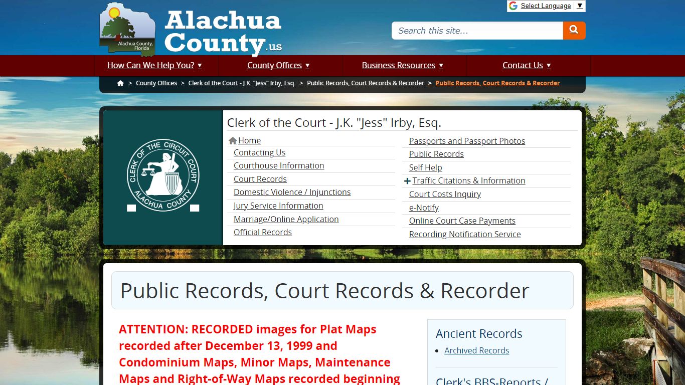 Public Records, Court Records & Recorder - Alachua County, Florida
