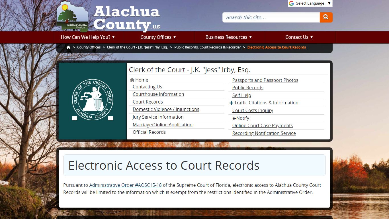 Electronic Access to Court Records - Alachua County, Florida