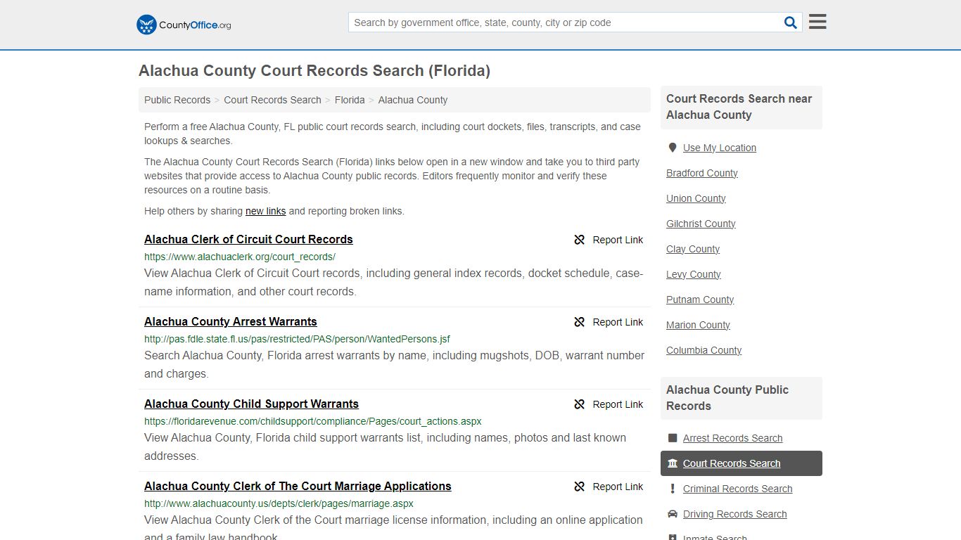 Alachua County Court Records Search (Florida) - County Office